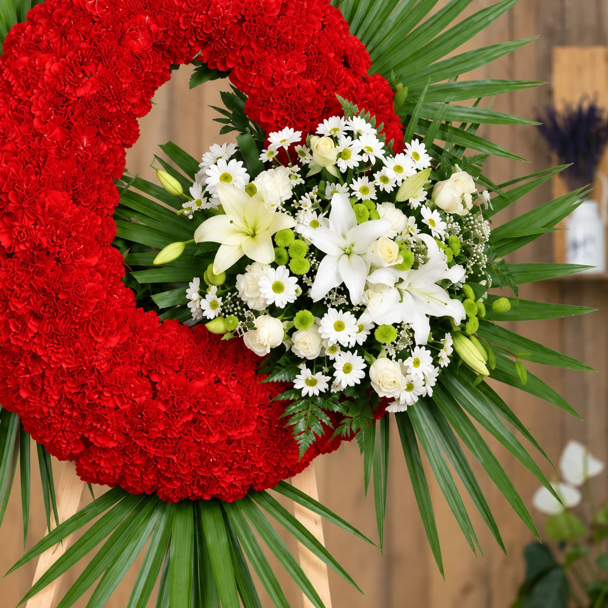 Corona De Flores Estandar Especial 14 Corona De Flores Estandar Especial — detalle ilustrativo: El cabecero de flores blancas